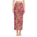 Retro Paisley Pattern Print Side Slit Maxi Skirt