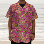 Retro Paisley Pattern Print Textured Short Sleeve Shirt