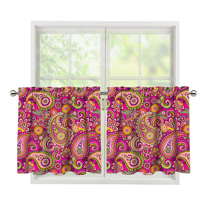 Retro Paisley Pattern Print Tier Curtains