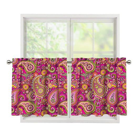 Retro Paisley Pattern Print Tier Curtains