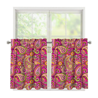 Retro Paisley Pattern Print Tier Curtains