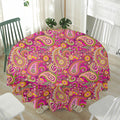Retro Paisley Pattern Print Waterproof Round Tablecloth