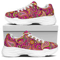 Retro Paisley Pattern Print White Chunky Shoes