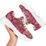 Retro Paisley Pattern Print White Chunky Shoes