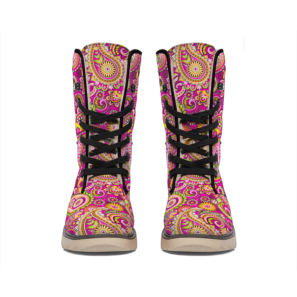 Retro Paisley Pattern Print Winter Boots