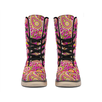 Retro Paisley Pattern Print Winter Boots