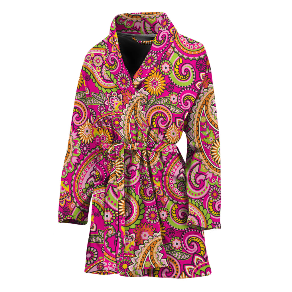 Retro Paisley Pattern Print Women's Bathrobe
