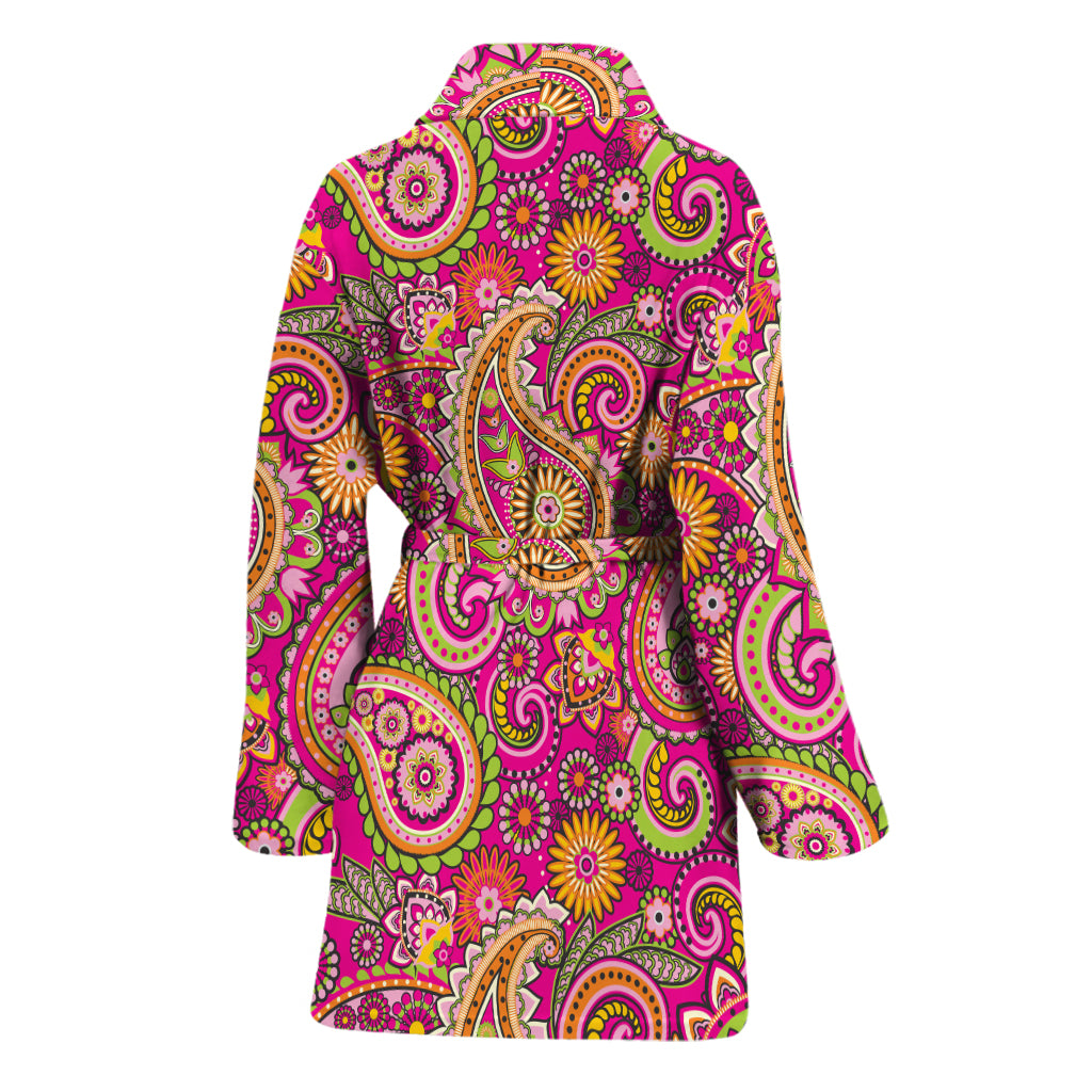 Retro Paisley Pattern Print Women's Bathrobe