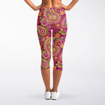 Retro Paisley Pattern Print Women's Capri Leggings
