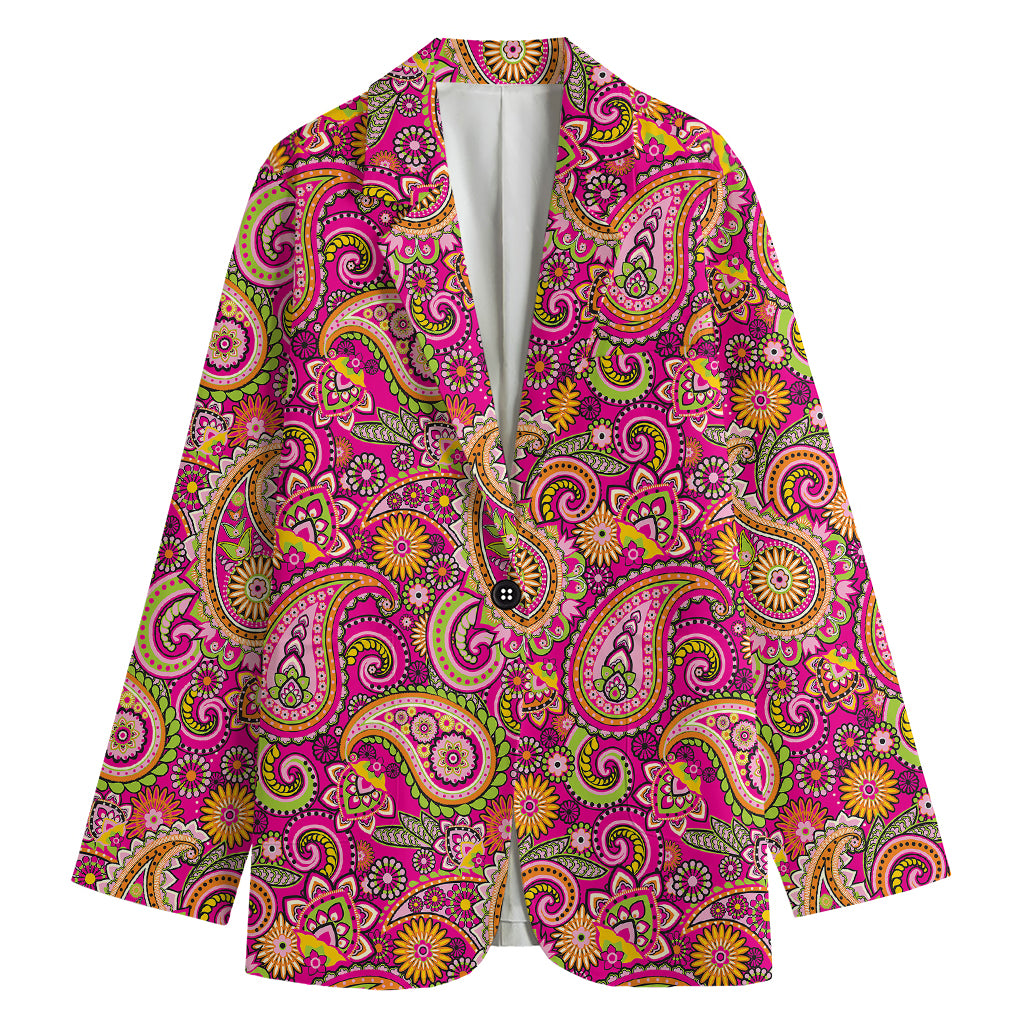 Retro Paisley Pattern Print Women's Cotton Blazer