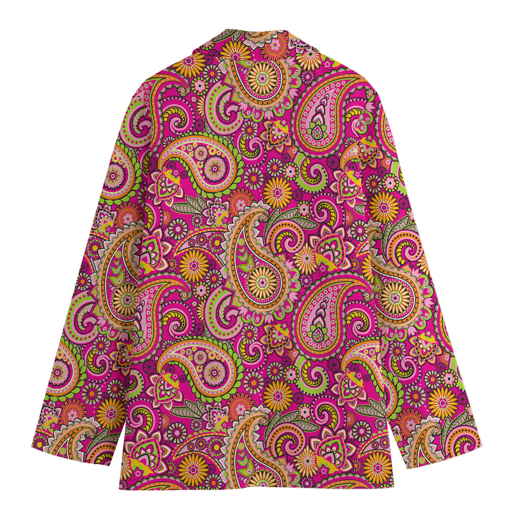 Retro Paisley Pattern Print Women's Cotton Blazer