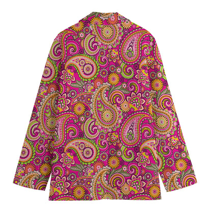 Retro Paisley Pattern Print Women's Cotton Blazer