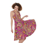 Retro Paisley Pattern Print Women's Sleeveless Dress
