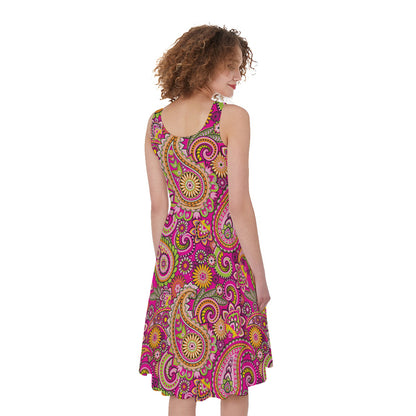 Retro Paisley Pattern Print Women's Sleeveless Dress
