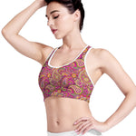 Retro Paisley Pattern Print Women's Sports Bra