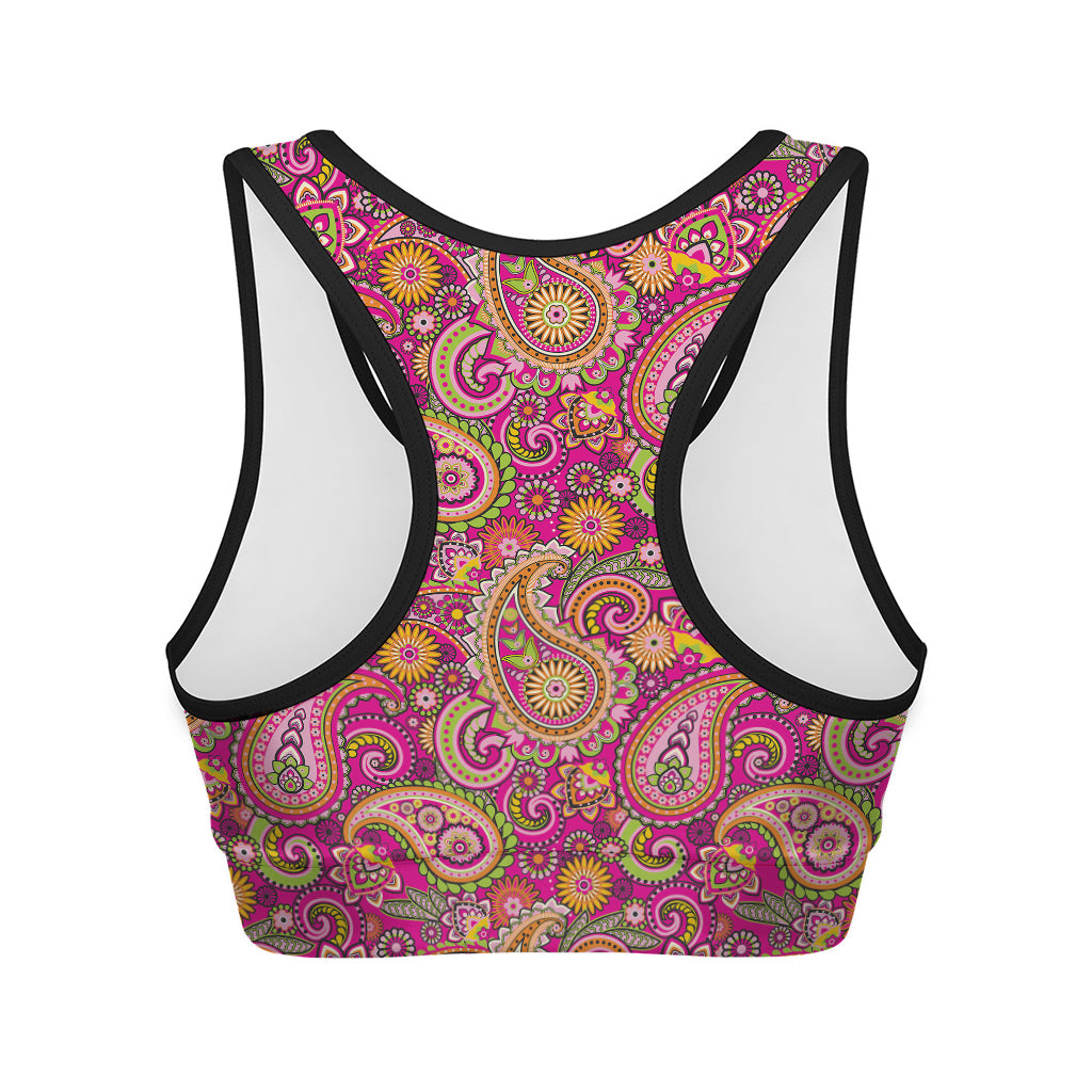 Retro Paisley Pattern Print Women's Sports Bra