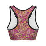 Retro Paisley Pattern Print Women's Sports Bra