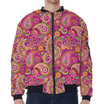 Retro Paisley Pattern Print Zip Sleeve Bomber Jacket