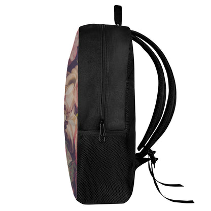 Retro Pink Roses Floral Print 17 Inch Backpack