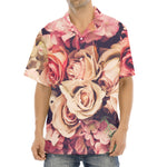 Retro Pink Roses Floral Print Aloha Shirt