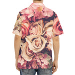 Retro Pink Roses Floral Print Aloha Shirt
