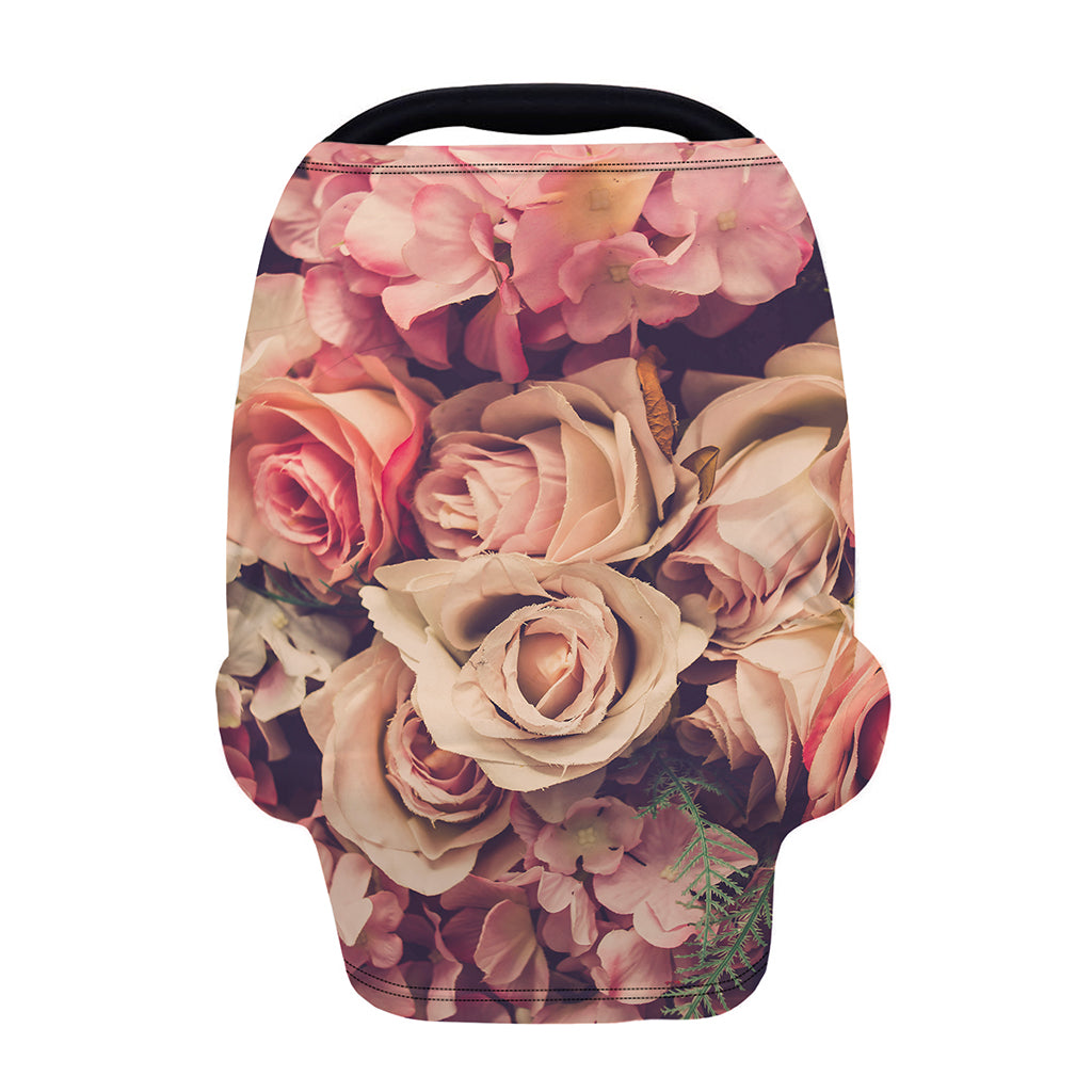 Retro Pink Roses Floral Print Baby Seat Cover