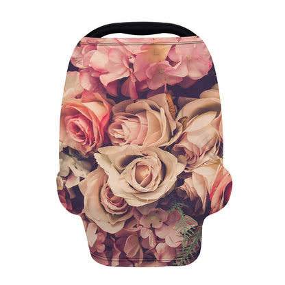 Retro Pink Roses Floral Print Baby Seat Cover