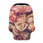 Retro Pink Roses Floral Print Baby Seat Cover