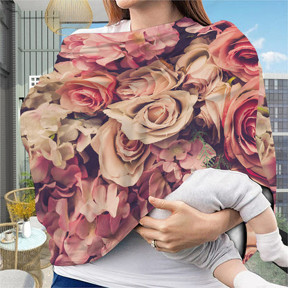 Retro Pink Roses Floral Print Baby Seat Cover