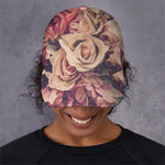 Retro Pink Roses Floral Print Baseball Cap