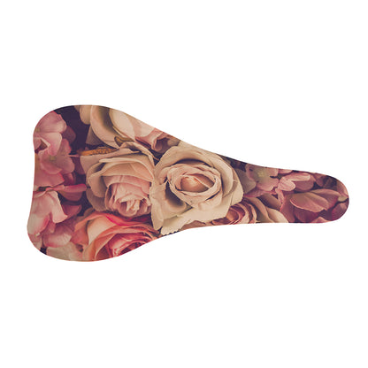 Retro Pink Roses Floral Print Bicycle Seat Cover