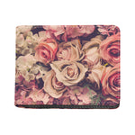 Retro Pink Roses Floral Print Bifold Wallet
