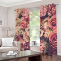 Retro Pink Roses Floral Print Dimout Grommet Curtains