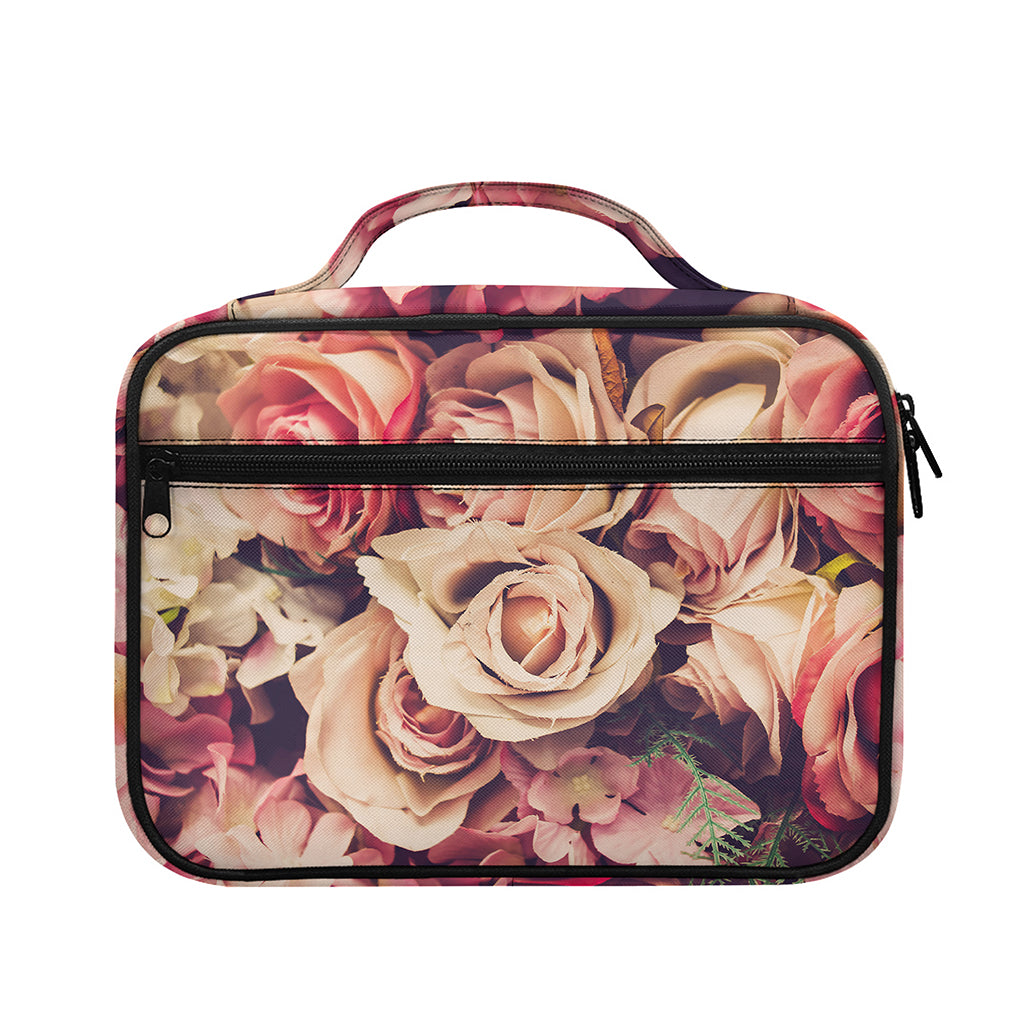 Retro Pink Roses Floral Print Briefcase Bible Bag