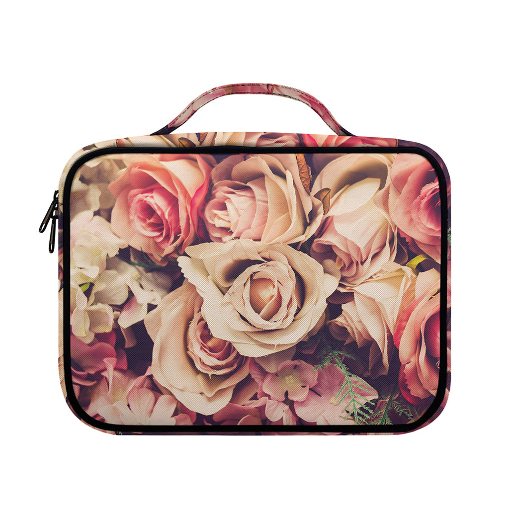 Retro Pink Roses Floral Print Briefcase Bible Bag