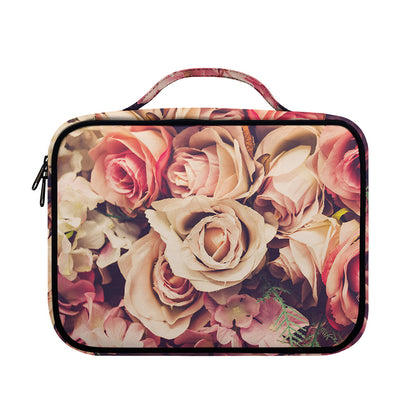 Retro Pink Roses Floral Print Briefcase Bible Bag