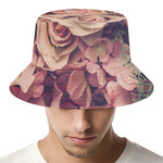 Retro Pink Roses Floral Print Bucket Hat