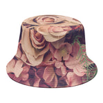 Retro Pink Roses Floral Print Bucket Hat