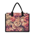 Retro Pink Roses Floral Print Canvas Tote Bag