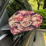 Retro Pink Roses Floral Print Car Side Mirror Covers