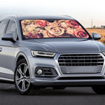 Retro Pink Roses Floral Print Car Windshield Sun Shade