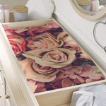Retro Pink Roses Floral Print Changing Pad Cover