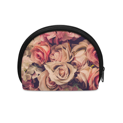 Retro Pink Roses Floral Print Coin Purse