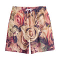Retro Pink Roses Floral Print Cotton Shorts
