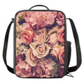 Retro Pink Roses Floral Print Crossbody Lunch Bag