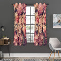 Retro Pink Roses Floral Print Grommet Curtain Panels