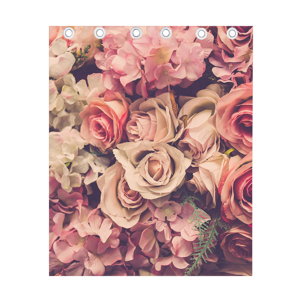 Retro Pink Roses Floral Print Curtain