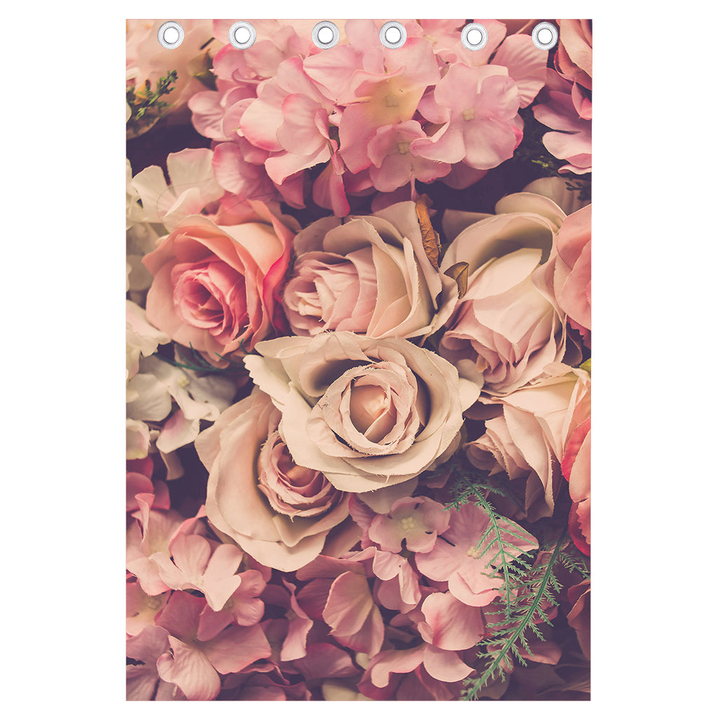 Retro Pink Roses Floral Print Curtain