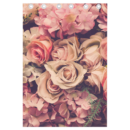 Retro Pink Roses Floral Print Curtain