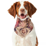 Retro Pink Roses Floral Print Dog Bandana